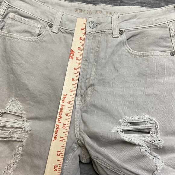 American Eagle Outfitters Mom Jean Distressed Skinny Jeans Women's Size 12 Gray - Picture 4 of 13